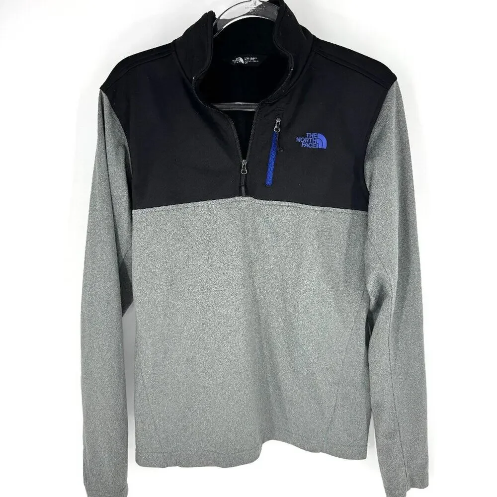 The North Face 1/4 Zip Pullover Two Toned Active Jacket Black‎ Grey with Blue Sm